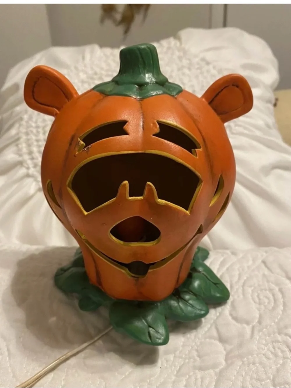 Orange Pumpkin Bear Jack-O'-Lantern Ceramic